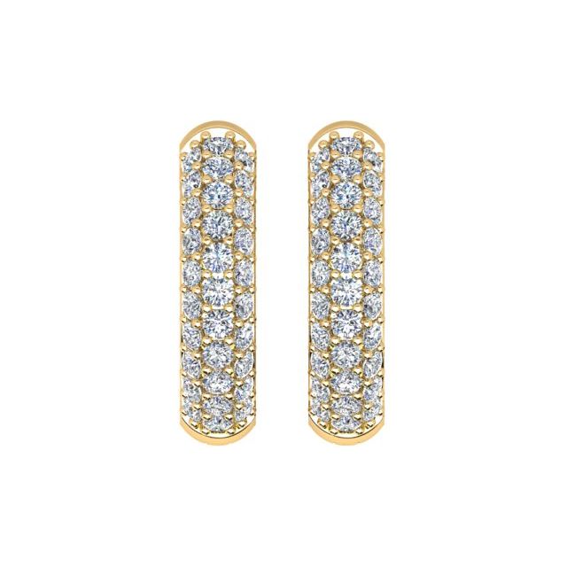 18ct Yellow Gold Pavé Set Diamond Round Huggie Earrings