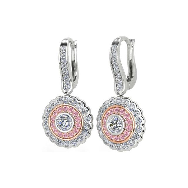 18ct White & Rose Gold Argyle Origin Pink Diamond Halo Drop Earrings
