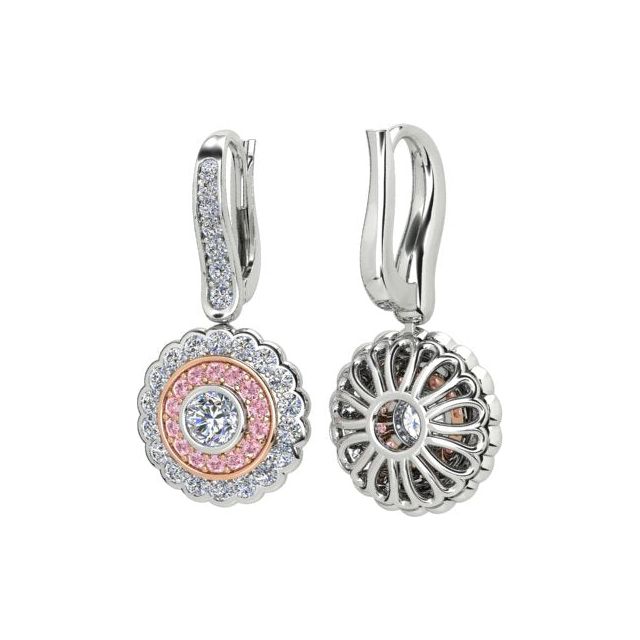 18ct White & Rose Gold Argyle Origin Pink Diamond Halo Drop Earrings