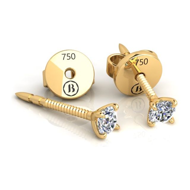 18ct Yellow Gold 0.20ct Round Brilliant Diamond Stud Earrings