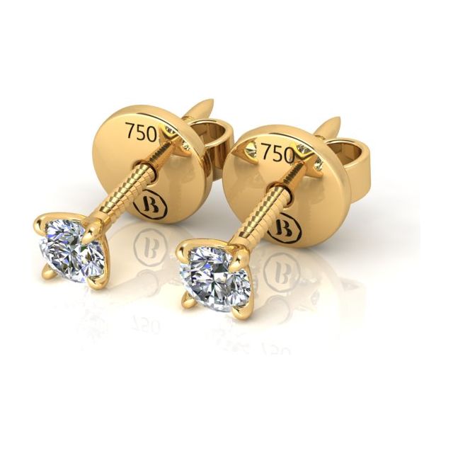 18ct Yellow Gold 0.20ct Round Brilliant Diamond Stud Earrings