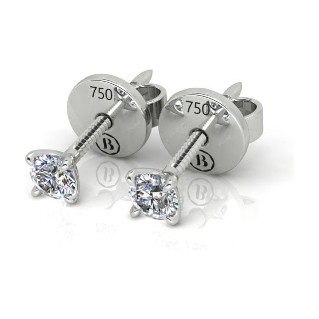 18ct White Gold 0.30ct Round Brilliant Diamond Stud Earrings