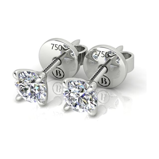 18ct White Gold 0.50ct Round Brilliant Diamond Stud Earrings