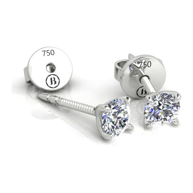 18ct White Gold 0.50ct Round Brilliant Diamond Stud Earrings