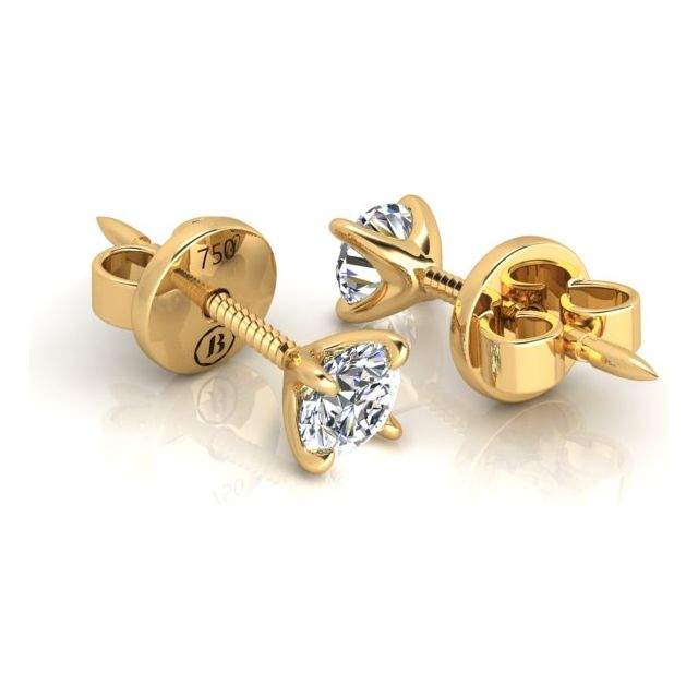 18ct Yellow Gold 0.50ct Round Brilliant Diamond Stud Earrings