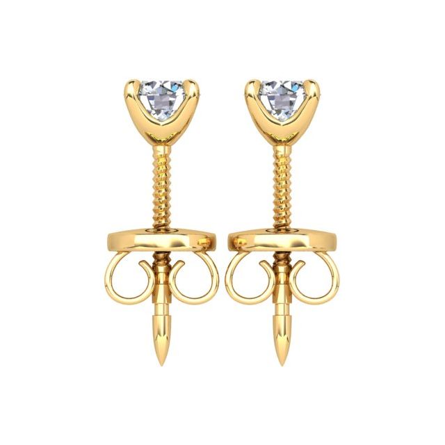 18ct Yellow Gold 0.50ct Round Brilliant Diamond Stud Earrings