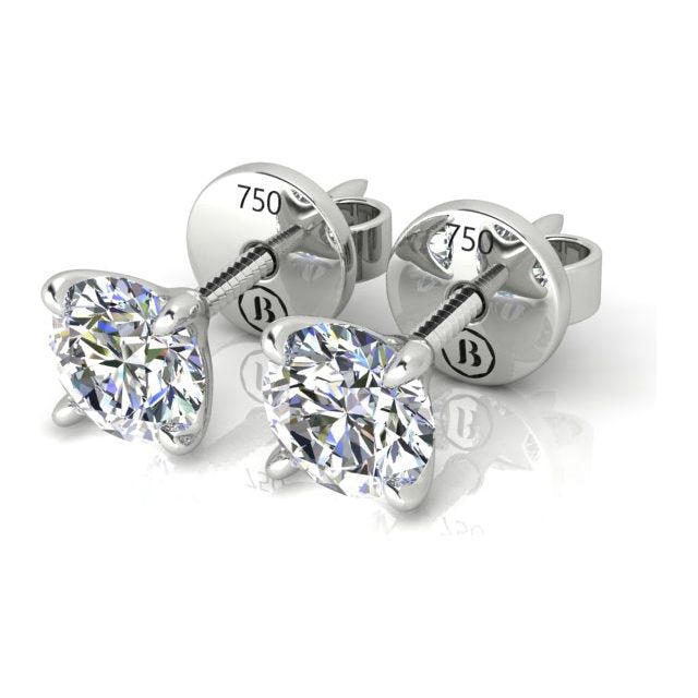 18ct White Gold 0.60ct Round Brilliant Diamond Stud Earrings