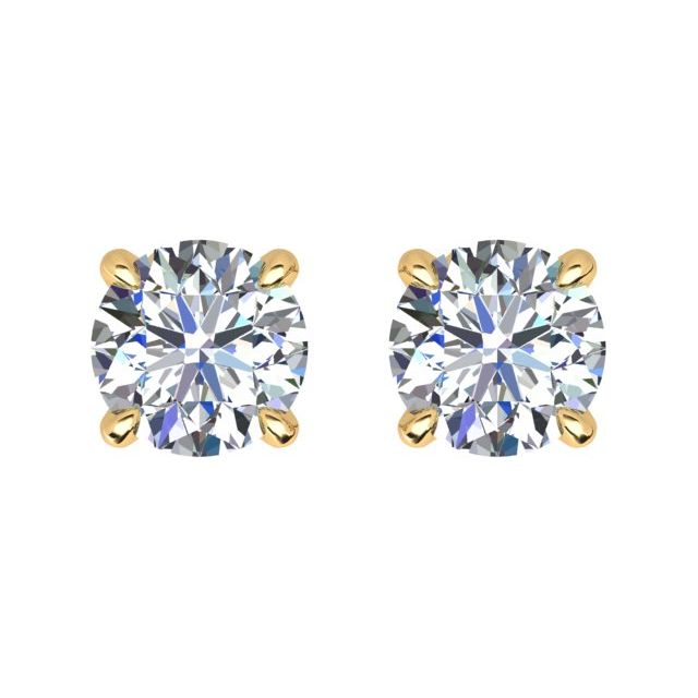 18ct Yellow Gold 0.60ct Round Brilliant Diamond Stud Earrings