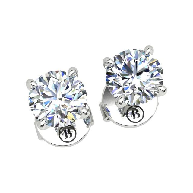 18ct White Gold 0.80ct Round Brilliant Diamond Stud Earrings