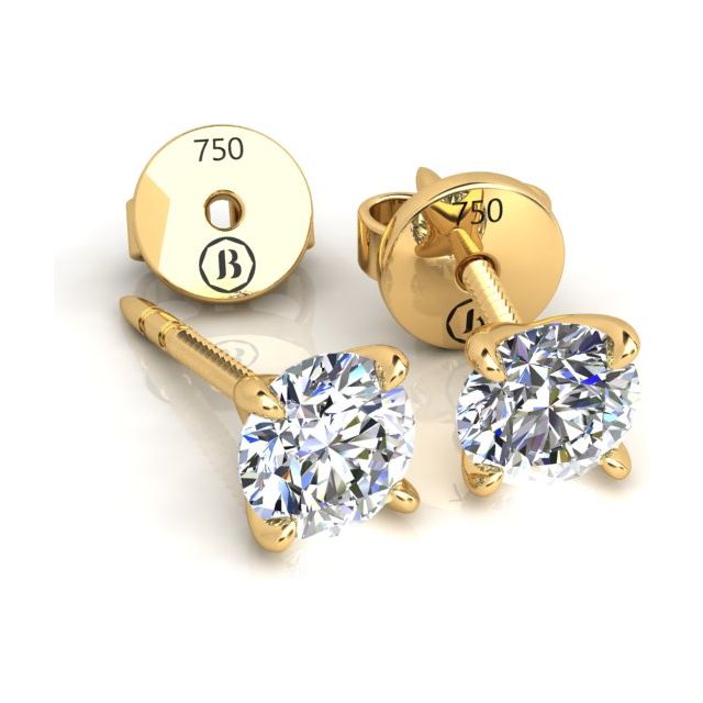 18ct Yellow Gold 0.80ct Round Brilliant Diamond Stud Earrings
