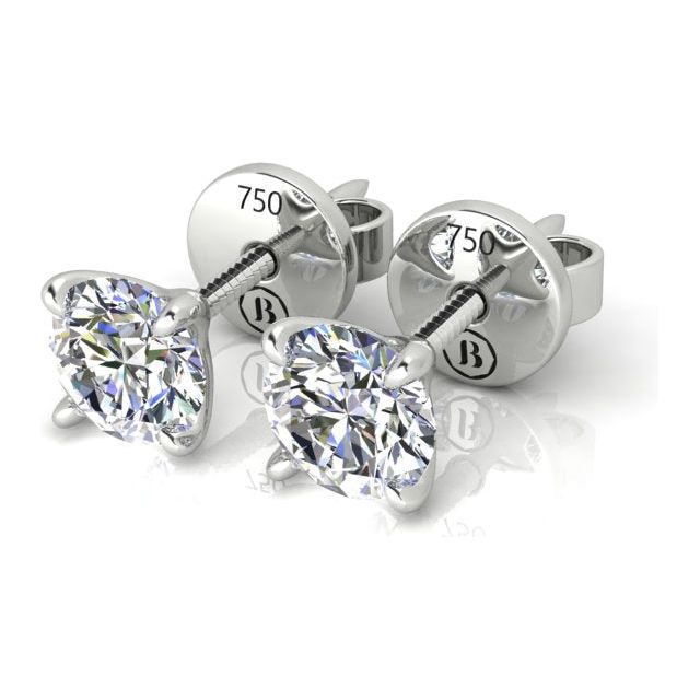 18ct White Gold 1.00ct Round Brilliant Diamond Stud Earrings