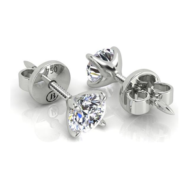 18ct White Gold 1.00ct Round Brilliant Diamond Stud Earrings