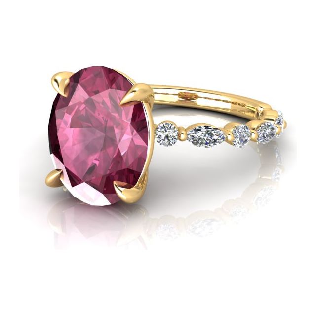 18ct Yellow Gold 4-Claw 3.68ct Rubellite Tourmaline & Diamond Dress Ring