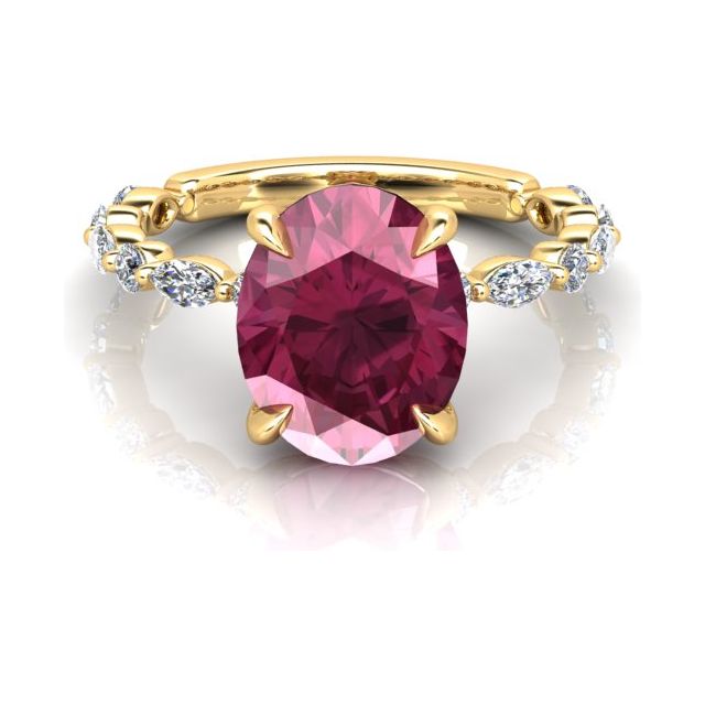 18ct Yellow Gold 4-Claw 3.68ct Rubellite Tourmaline & Diamond Dress Ring