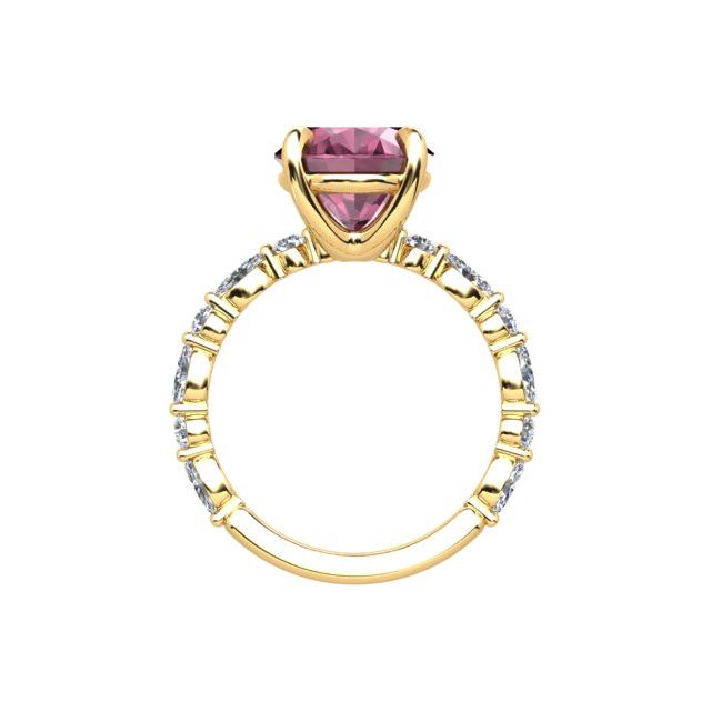 18ct Yellow Gold 4-Claw 3.68ct Rubellite Tourmaline & Diamond Dress Ring