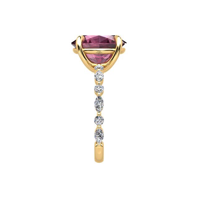 18ct Yellow Gold 4-Claw 3.68ct Rubellite Tourmaline & Diamond Dress Ring