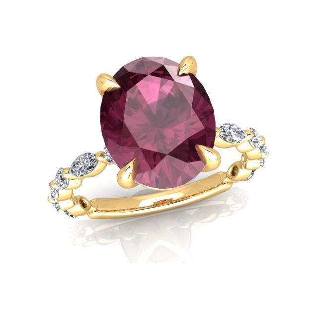 18ct Yellow Gold 4-Claw 3.68ct Rubellite Tourmaline & Diamond Dress Ring