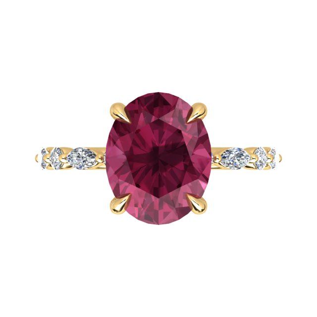 18ct Yellow Gold 4-Claw 3.68ct Rubellite Tourmaline & Diamond Dress Ring