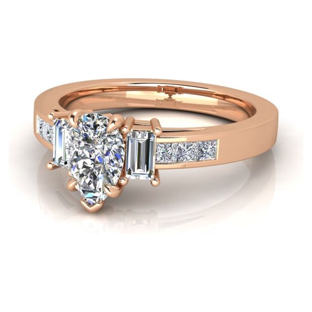 18ct Rose Gold 0.88ct Pear Shape Diamond Engagement Ring