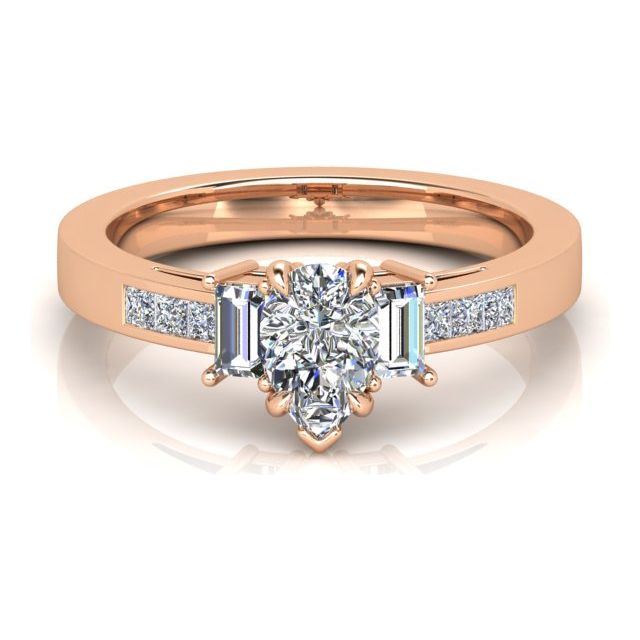 18ct Rose Gold 0.88ct Pear Shape Diamond Engagement Ring