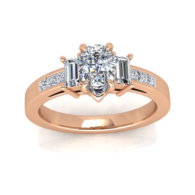 18ct Rose Gold 0.88ct Pear Shape Diamond Engagement Ring