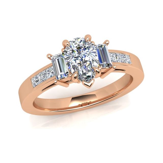 18ct Rose Gold 0.88ct Pear Shape Diamond Engagement Ring