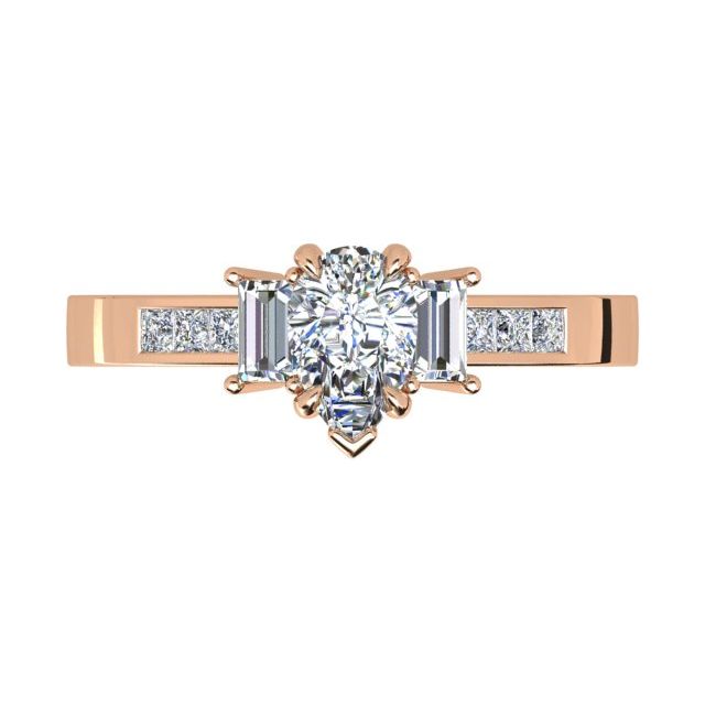 18ct Rose Gold 0.88ct Pear Shape Diamond Engagement Ring