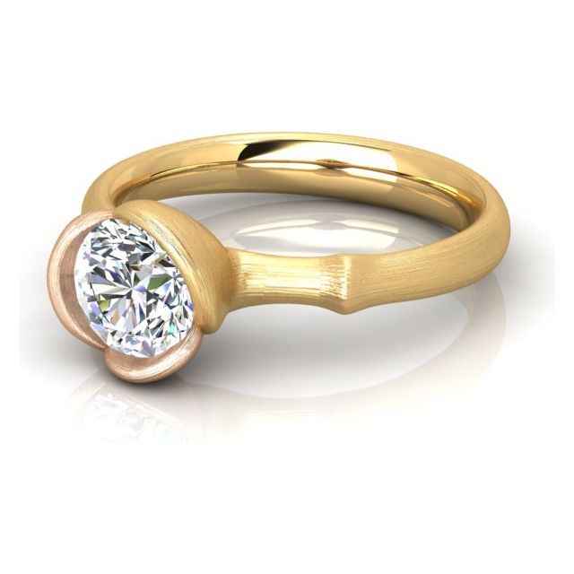 18ct Yellow & Rose Gold 1.00ct Lotus-Style Solitaire Diamond Dress Ring