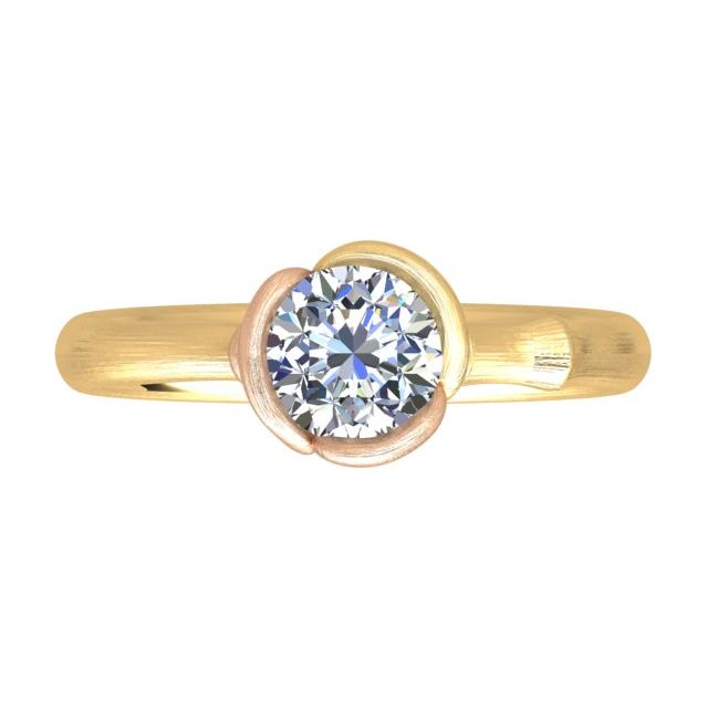 18ct Yellow & Rose Gold 1.00ct Lotus-Style Solitaire Diamond Dress Ring