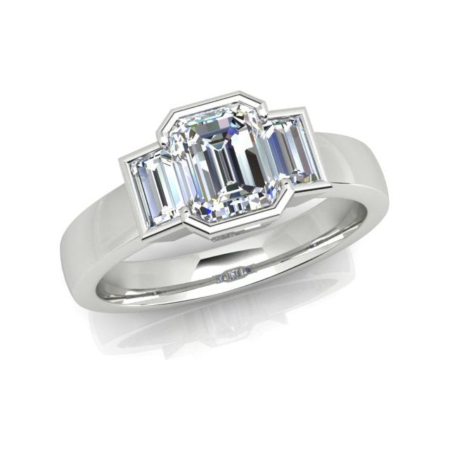 Platinum 1.41ct Emerald Diamond Dress Ring