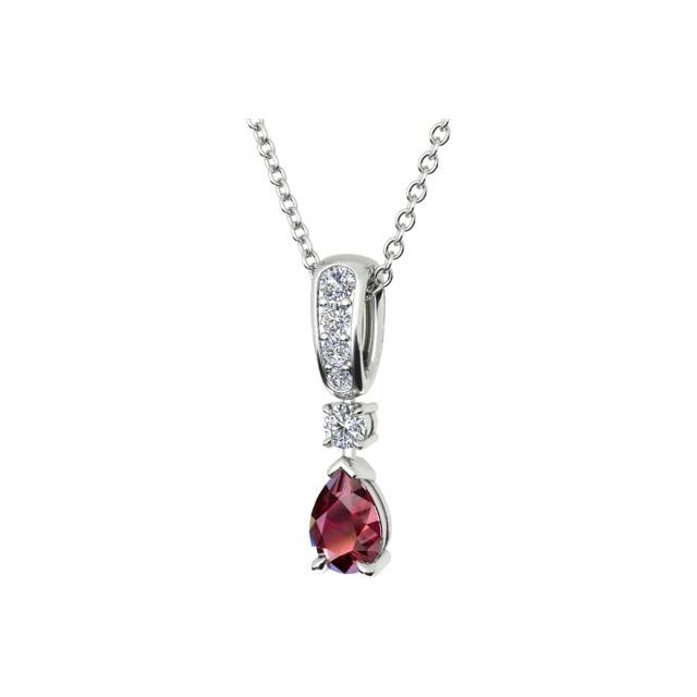 18ct White Gold Pear Ruby & Diamond Pendant