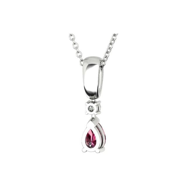 18ct White Gold Pear Ruby & Diamond Pendant