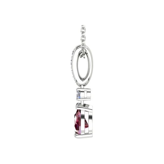 18ct White Gold Pear Ruby & Diamond Pendant