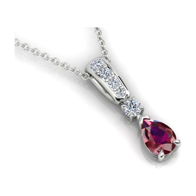 18ct White Gold Pear Ruby & Diamond Pendant