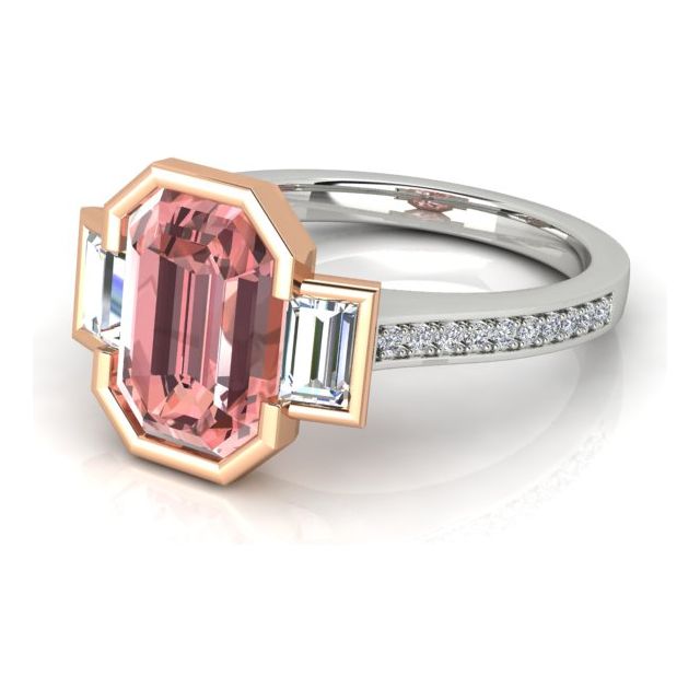 18ct White & Rose Gold 2.32ct Peach Tourmaline & Diamond Dress Ring