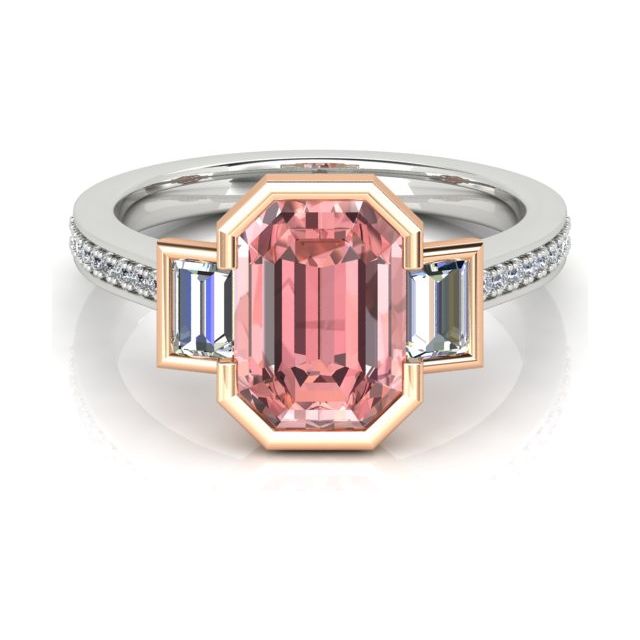 18ct White & Rose Gold 2.32ct Peach Tourmaline & Diamond Dress Ring