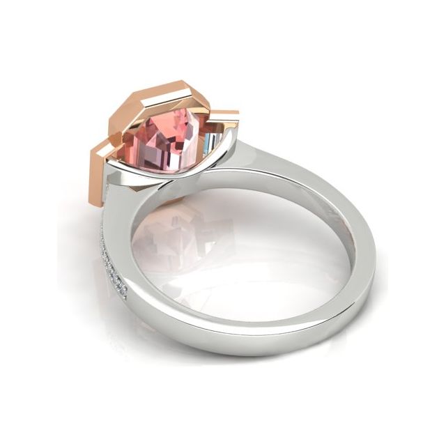 18ct White & Rose Gold 2.32ct Peach Tourmaline & Diamond Dress Ring