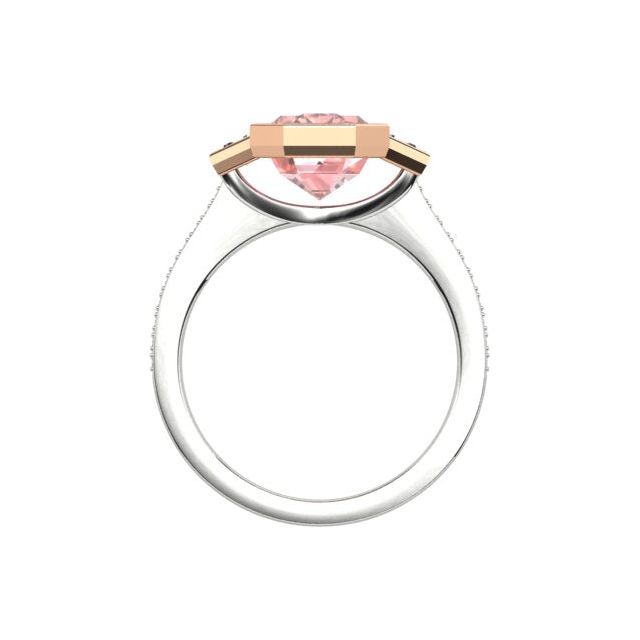 18ct White & Rose Gold 2.32ct Peach Tourmaline & Diamond Dress Ring