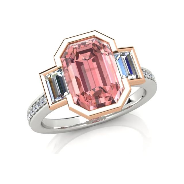 18ct White & Rose Gold 2.32ct Peach Tourmaline & Diamond Dress Ring