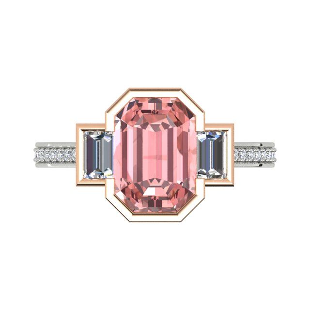 18ct White & Rose Gold 2.32ct Peach Tourmaline & Diamond Dress Ring