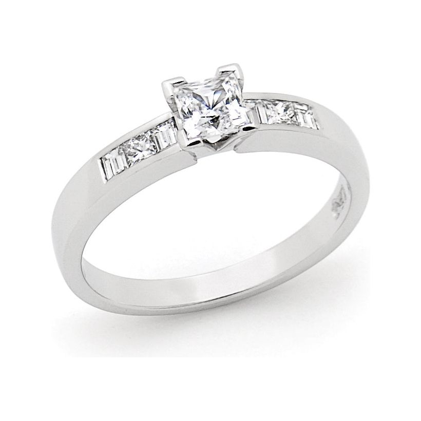 Diamond Set 4 Claw Engagement Ring in 18ct White Gold