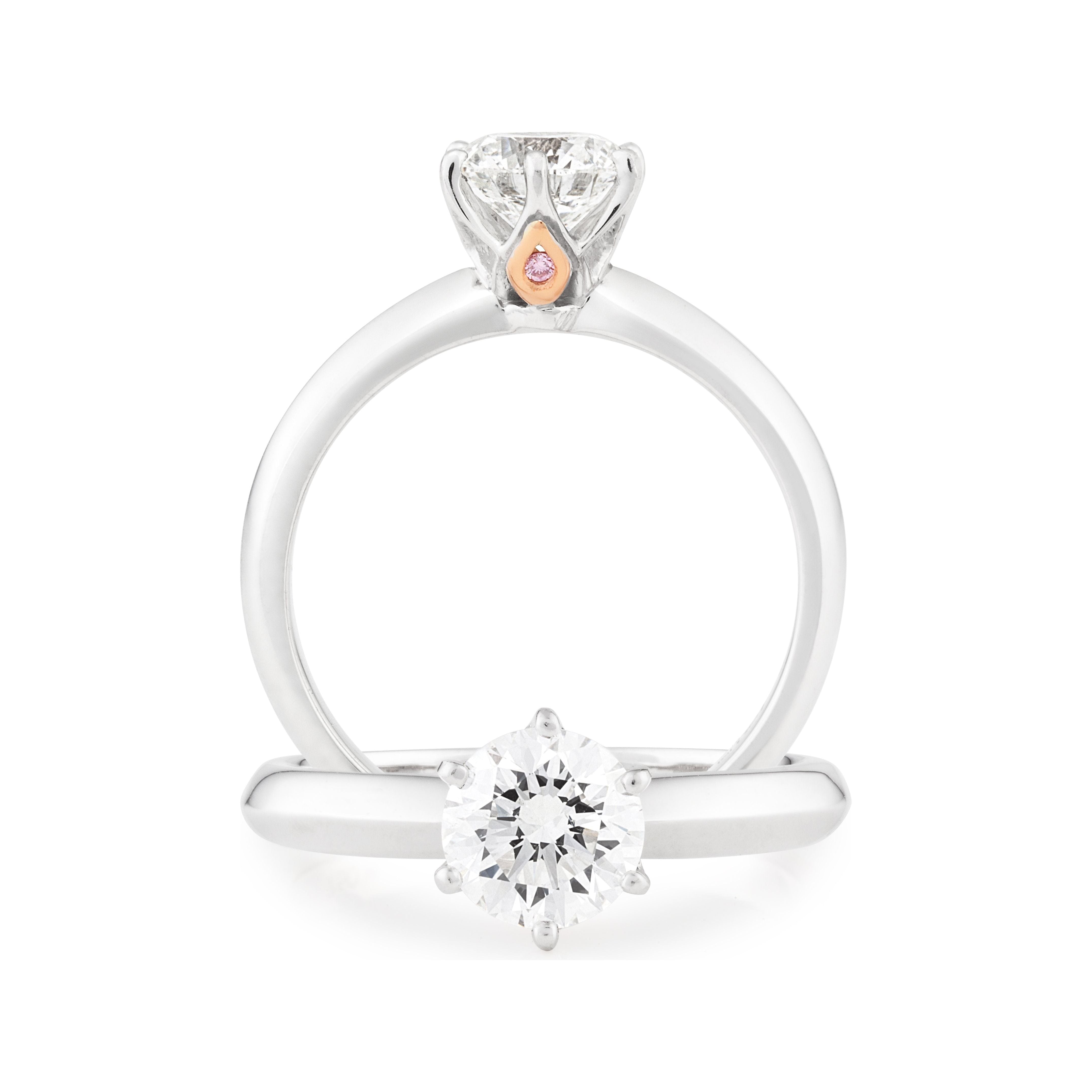 PINK CAVIAR 0.50ct White Round Brilliant Cut & Pink Diamond Engagement Ring in 18ct White Gold
