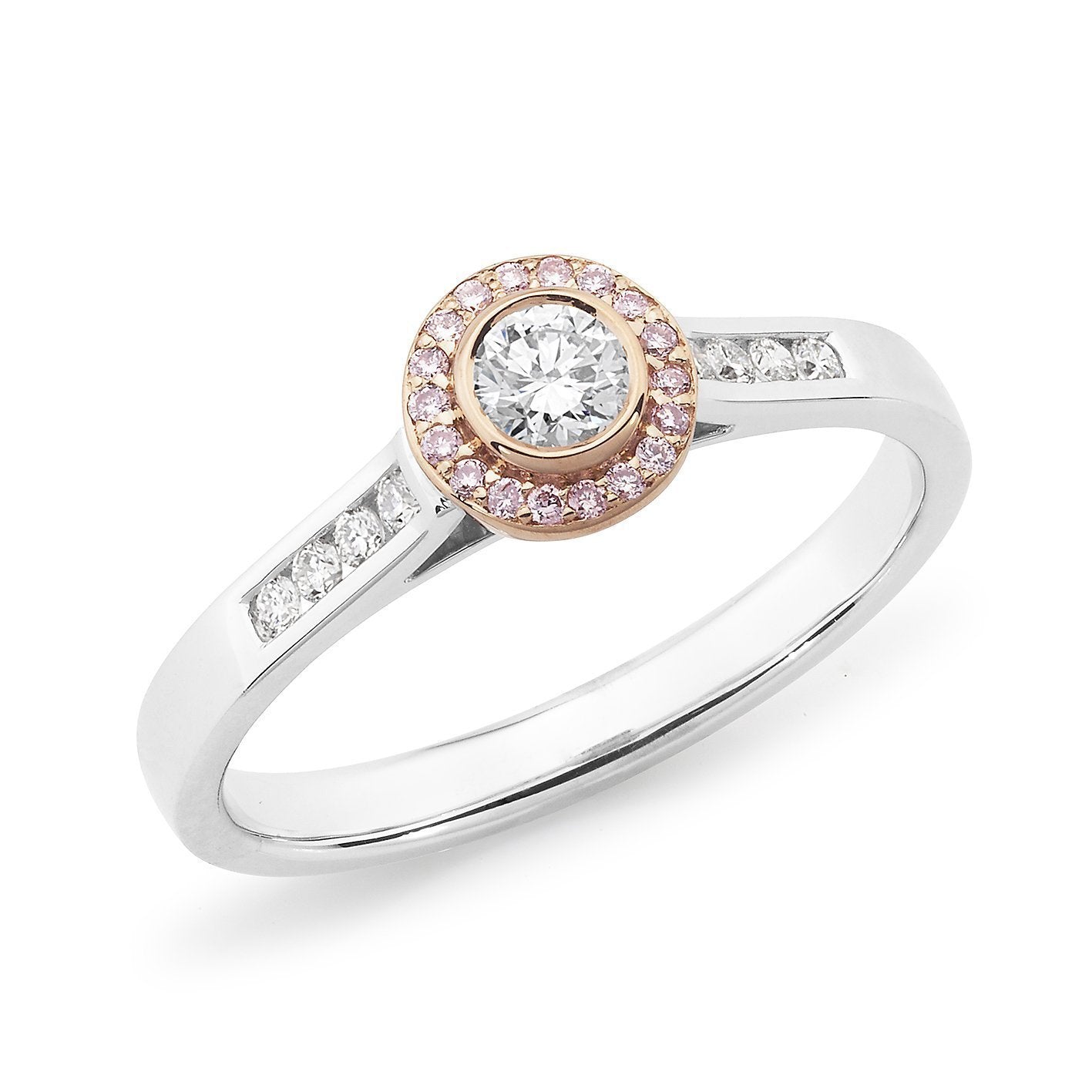 PINK CAVIAR 0.34ct Pink Diamond Halo Ring in 18ct White & Rose Gold