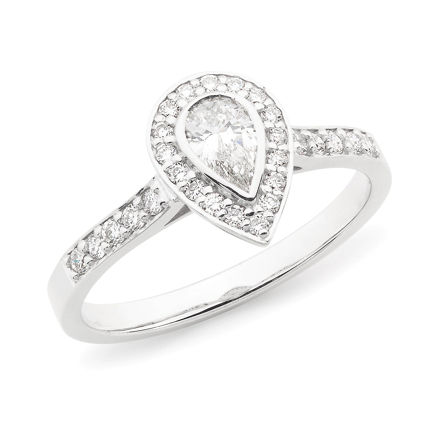 Diamond Set Halo Engagement Ring in 18ct White Gold