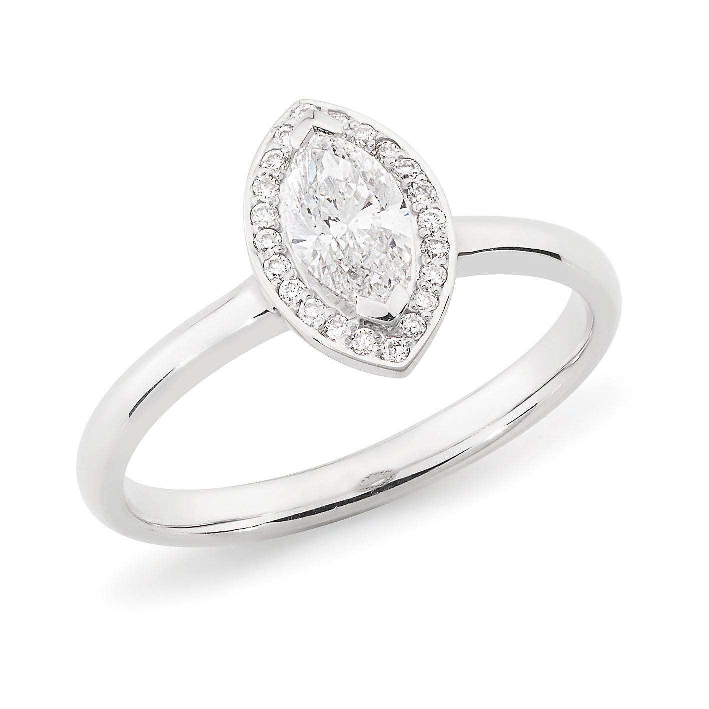 Diamond Set Halo Engagement Ring in 18ct White Gold