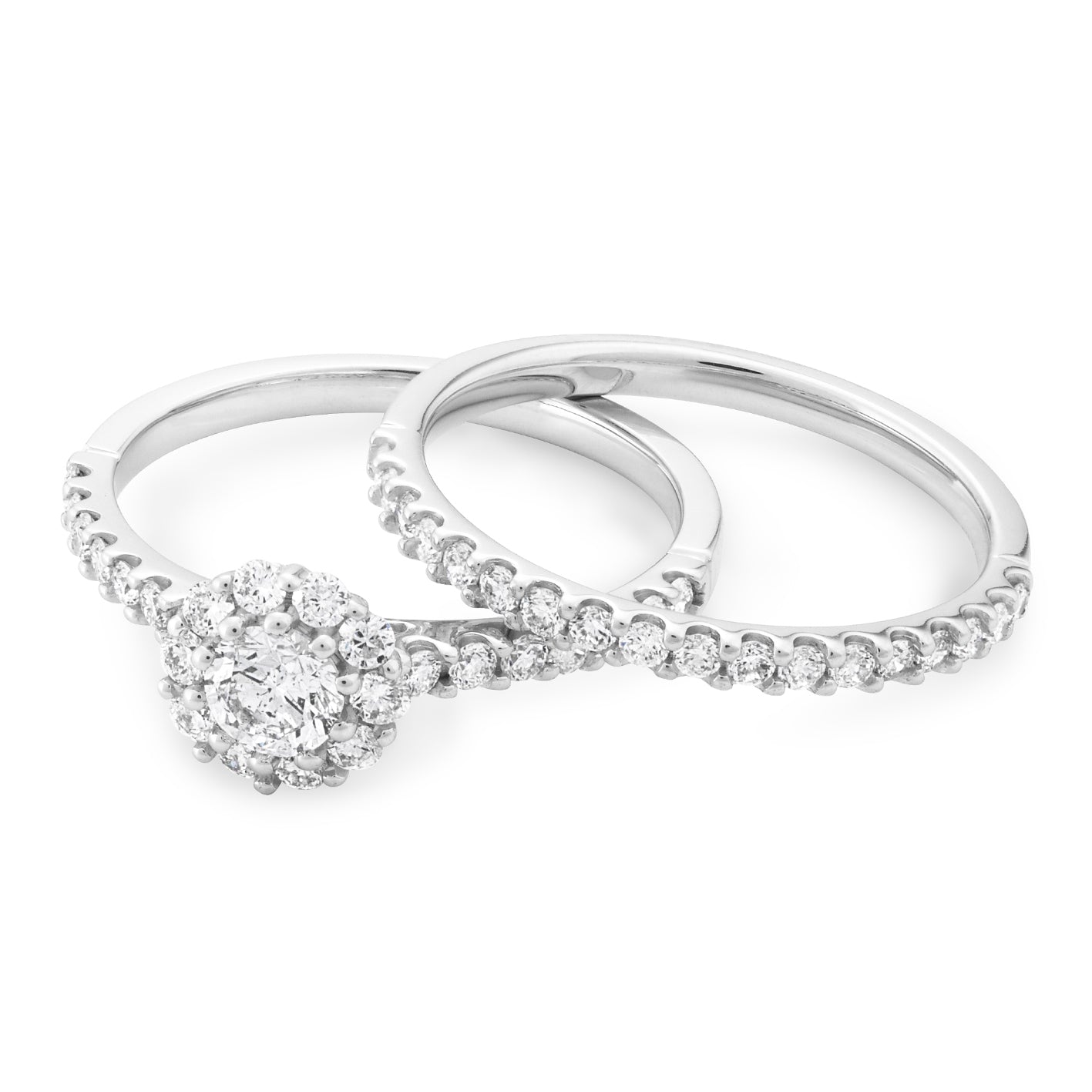 Diamond Set Engagement & Wedding Ring in 18ct White Gold