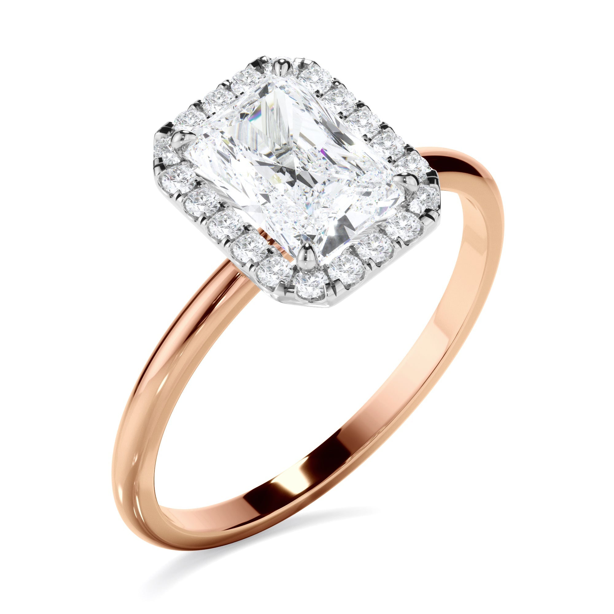 Radiant Cut Diamond Halo Engagement Ring