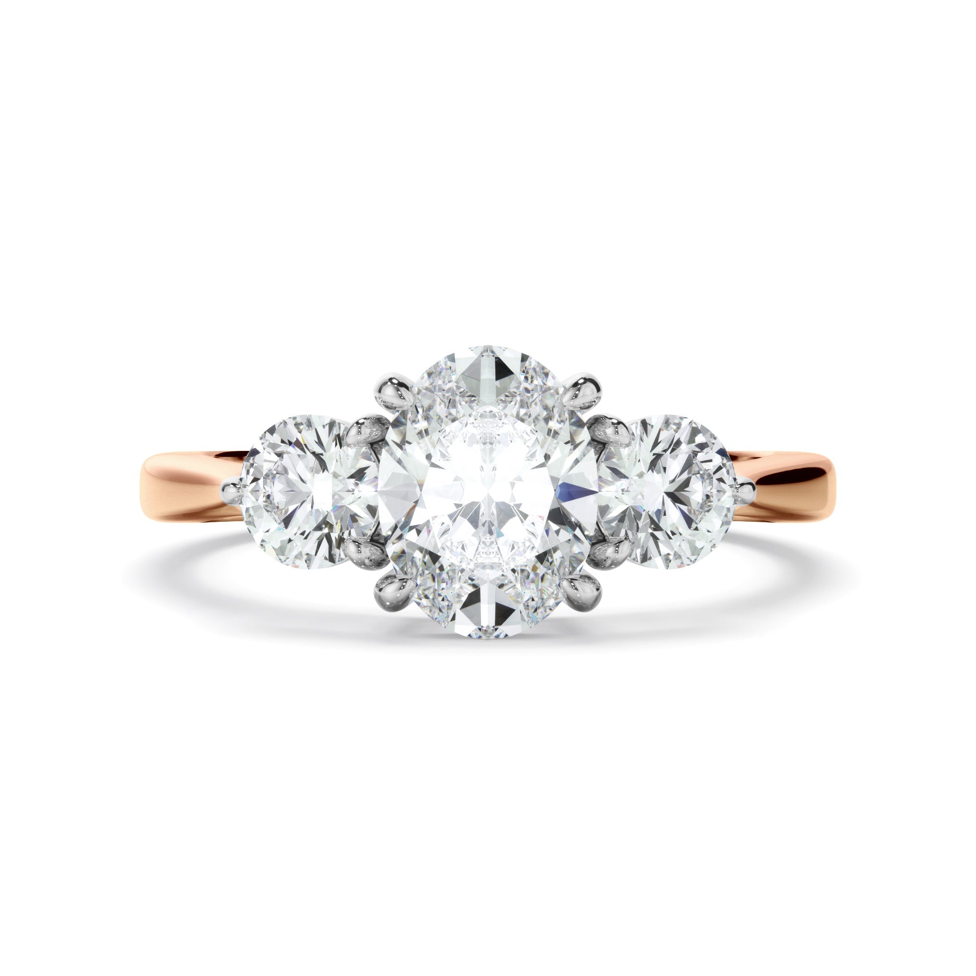 Oval Cut Diamond Trilogy Engagement Ring