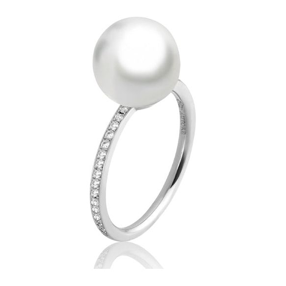 AUTORE 18ct White Gold Diamond & Pearl Ring