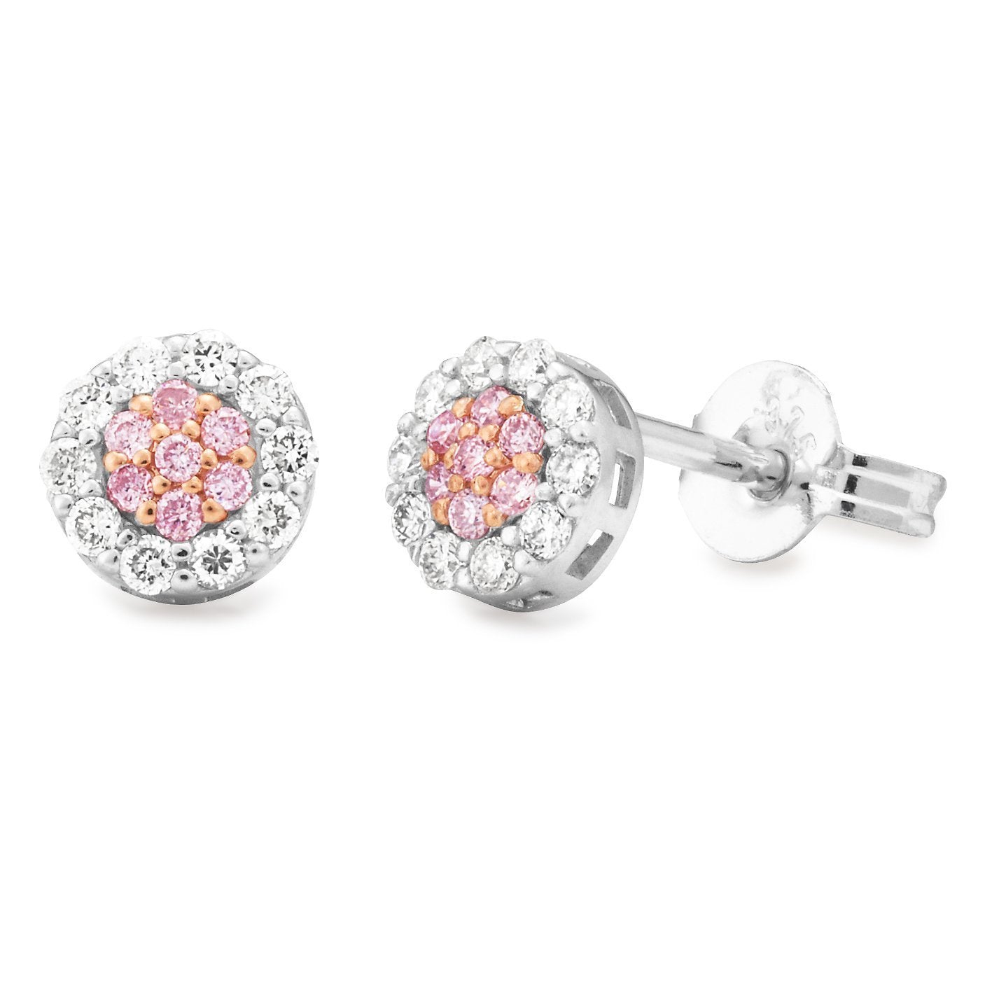PINK CAVIAR 0.23ct Pink Diamond Earrings in 9ct White & Rose Gold